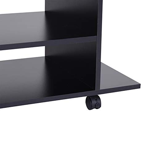 HOMCOM Mueble para Televisión Mesa para TV con Estantes y Ruedas con Bloqueo Superficie de Melamina 80x40x40 cm Negro