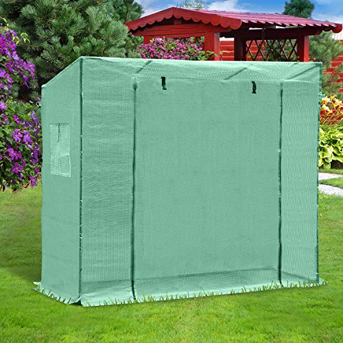 HOMCOM Outsunny Invernadero de Jardín Exterior 200x77x170 cm/150 cm Tubo de Acero 1 Puerta 2 Ventanas Tomates Semillero