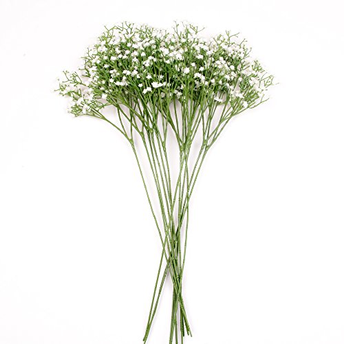 Homcomodar 12 Pack Flores Artificiales Bebés Flores de Aliento Plantas de Gypsophila Falsas Ramos para el Hogar de la Boda Decoración de Bricolaje (Blanco)