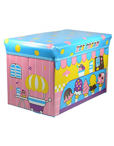 Home Line Puff/Baúl Infantil Plegable para Almacenamiento de Juguetes, Diseño de Helados 48x31x31cm.-Hogarymas-