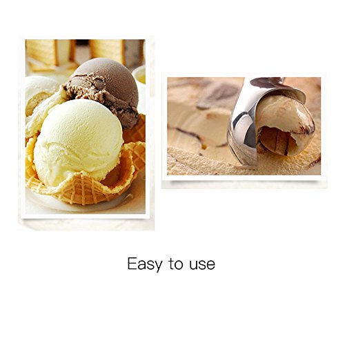 HomEdge Juego de 2 cucharas de helado de aluminio con mango conductor de calor relleno de líquido único, cuchara de helado profesional antiadherente, 2 onzas