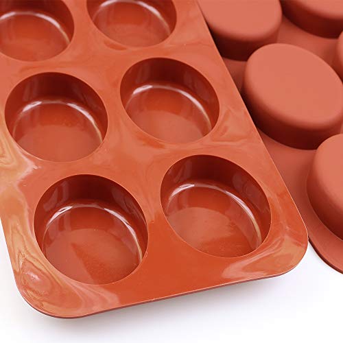 homEdge Molde de silicona ovalado de 6 cavidades, 3 paquetes de moldes ovalados para hacer jabón hecho a mano, chocolate, velas de jabón y gelatina marrón
