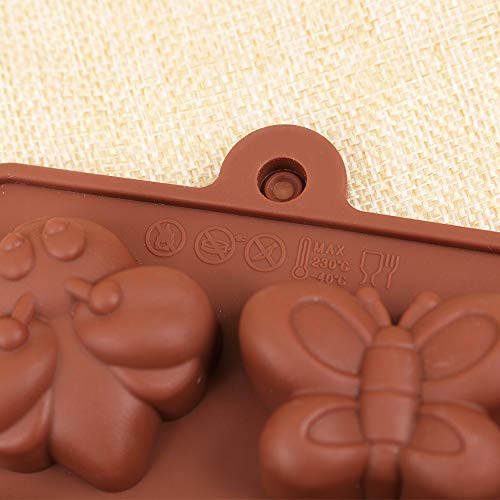 homEdge Molde de silicona para chocolate, insectos forestales y animales con hipopótamo, león, mariposa, abeja, mariquita para dulces, gelatina-4 piezas