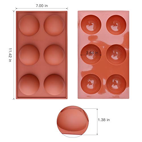 homEdge Molde grande de silicona semiesfera de 6 cavidades, 3 paquetes de moldes para hornear para hacer chocolate, pastel, gelatina y mousse de cúpula