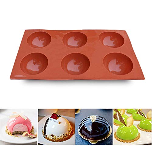 homEdge Molde grande de silicona semiesfera de 6 cavidades, 3 paquetes de moldes para hornear para hacer chocolate, pastel, gelatina y mousse de cúpula