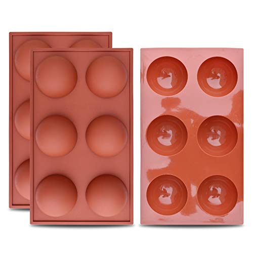 homEdge Molde grande de silicona semiesfera de 6 cavidades, 3 paquetes de moldes para hornear para hacer chocolate, pastel, gelatina y mousse de cúpula