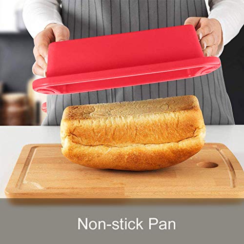 HOMEK Molde Rectangular de Silicona, 2 Piezas Rectangular Antiadherente Molde para Hornear de Silicona para Tostadas Dulces Pan Reposteria Suministros de Cocina, Rojo 27 x 13 x 6,5cm