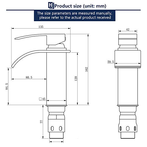 HOMELODY Grifo de Lavabo Cascada para Baño Grifo Monomando Cuadrado Grifo de Cuenca Mezclador Agua Fría y Caliente Ahorro de Agua Cromo-Plateado