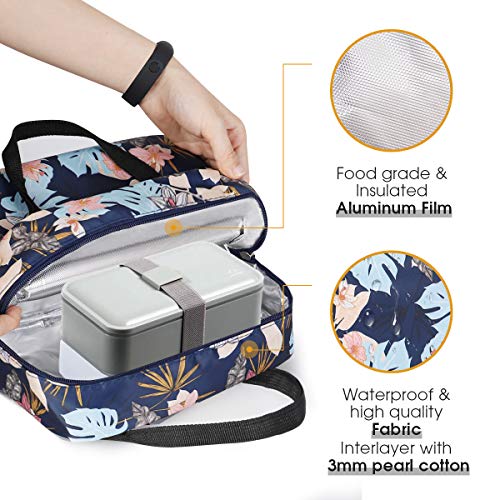 HOMESPON Bolsa Isotérmica de Almuerzo Lunch Bag Bolsa Térmica Porta Alimentos Tela Impermeable Plegable Bolso de Picnic para Mujeres, Adultos, Estudiantes y Niños