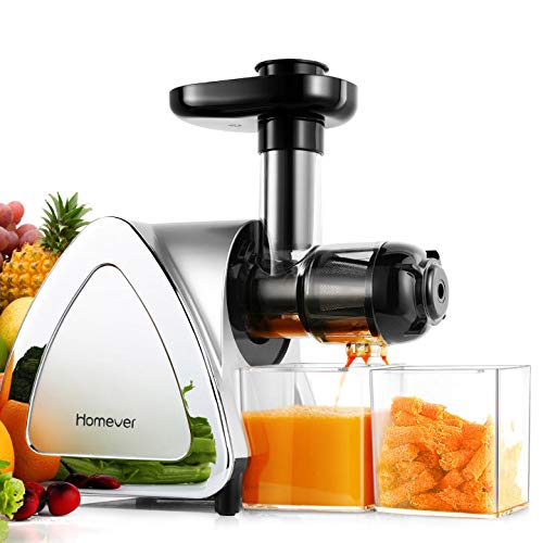 Homever Licuadora prensado frio, extractor de zumo licuadoras para verduras y frutas boca ancha extractor de jugo con motor silencioso función inversa (78mm)