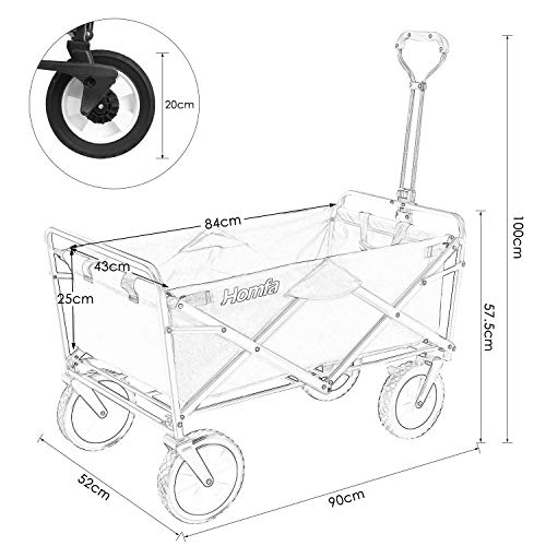 Homfa Carro Playa Plegable Carro para Jardín Carro de Transporte con 4 Ruedas y Frenos 90x52x57.5cm (Verde Oscuro)