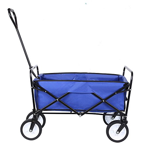 HOMFA Carro Plegable de Mano Carro transporte para jardín Carro para playa Carga 80kg (Azul)