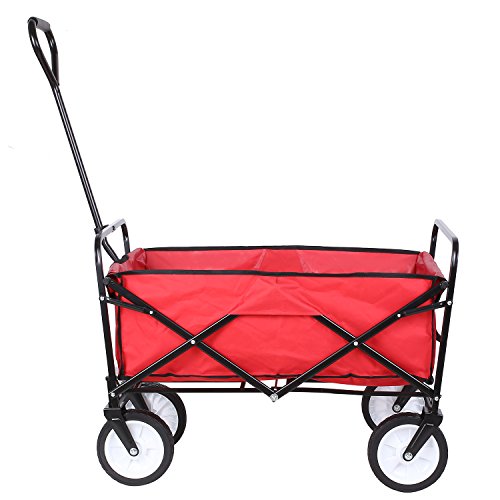 HOMFA Carro Plegable de Mano Carro transporte para jardín Carro para playa Carga 80kg (Rojo)