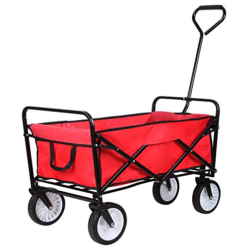 HOMFA Carro Plegable de Mano Carro transporte para jardín Carro para playa Carga 80kg (Rojo)