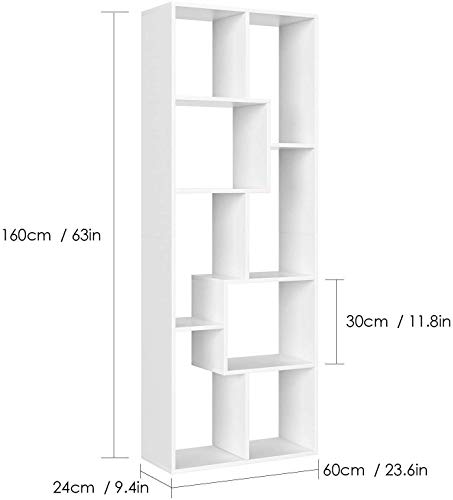 Homfa Estantería Librería Estantería de Pared Estantería para Libros Estantería Almacenaje con 8 Compartimentos Blanco 60X24X160cm