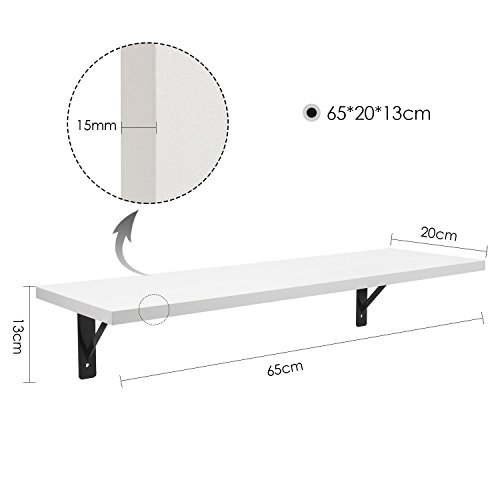 Homfa Estantes para Pared Juego de 2 Estanterías Estantes para Libros Blanco 65x20x13cm Carga de15KG