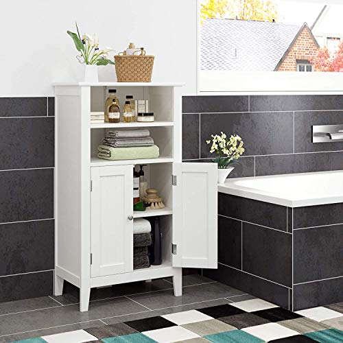 Homfa Mueble Auxiliar Baño Armario de Suelo para Baño Cocina Salón Armario Almacenaje con 4 Compartimentos 2 Puertas Blanco 50x30x92.5cm