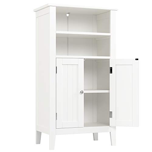 Homfa Mueble Auxiliar Baño Armario de Suelo para Baño Cocina Salón Armario Almacenaje con 4 Compartimentos 2 Puertas Blanco 50x30x92.5cm