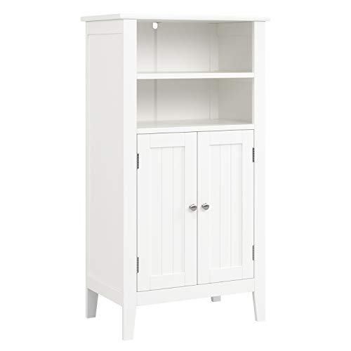 Homfa Mueble Auxiliar Baño Armario de Suelo para Baño Cocina Salón Armario Almacenaje con 4 Compartimentos 2 Puertas Blanco 50x30x92.5cm