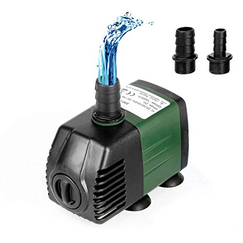 Homvik Bomba de Agua Bomba Sumergible para Acuario Estanque Pecera Fuente Circulación de Agua Dulce y Marino con 2 Boquillas 25W 1500L/H 2m de Altura