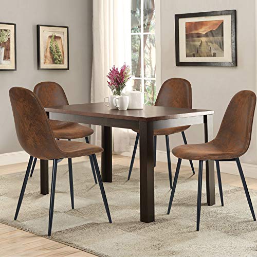 Homy Casa Dining Chairs Set de 4 sillas de Comedor Scandinavian Suede Retro Vintage Brown