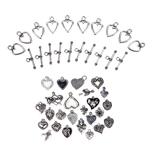 Homyl Brillante 10 Juego Plata Toggle Catenacci Pulseras Catenacci Plus 25 Piezas Completo aleación Antigua Colgantes Charms Joyas FAI Da Te