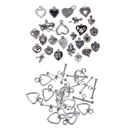 Homyl Brillante 10 Juego Plata Toggle Catenacci Pulseras Catenacci Plus 25 Piezas Completo aleación Antigua Colgantes Charms Joyas FAI Da Te