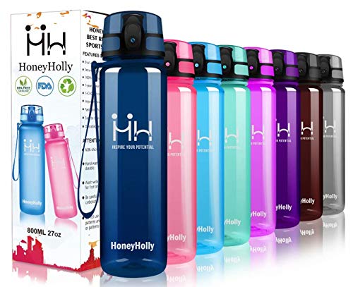 HoneyHolly Botella de Agua Deportes 350ml/500ml/800ml/1000ml/1500ml Sin Bpa & Apertura con un Solo botón Reutilizable Filtro Botella Gimnasio Tritan Plástico para Niños, Sport, Gimnasio, Trekking