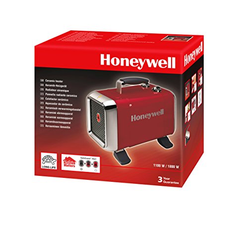 Honeywell HZ-510 - Calefactor Cerámico Termoventilador de Diseño Exclusivo, Potencia 1000 - 1800 W, Patas Ajustables y 2 Posiciones de Calor, Color Rojo