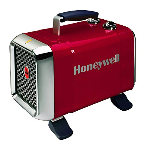 Honeywell HZ-510 - Calefactor Cerámico Termoventilador de Diseño Exclusivo, Potencia 1000 - 1800 W, Patas Ajustables y 2 Posiciones de Calor, Color Rojo