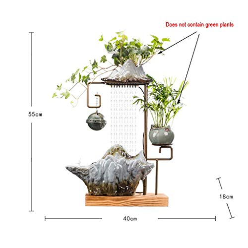 Hong Yi Fei-shop Fuentes de Interior Fuente Tablero del Escritorio de la montaña Cubierta de rocalla con Cortina de Agua y Quemador de Incienso for la decoración de Regalos Fuentes Decorativas