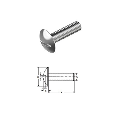 Hongo cabeza ranurada tornillos M6 x 60 mm A2 acero inoxidable (T304) tamaño del Pack: 12