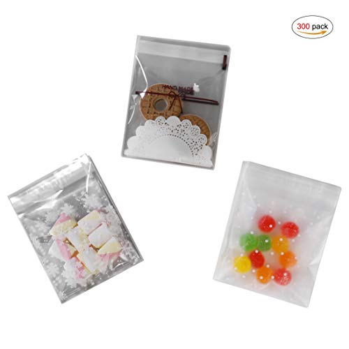 HONGXIN-SHOP Bolsas de Dulces Transparentes Bolsa de Sellado de Celofán Autoadhesiva para Fiestas Boda Fiesta de Bienvenida a Bebé 300 Piezas