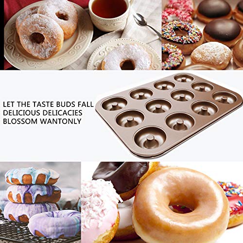 HONGXIN-SHOP Donut Mould con 12 Cavidades Capa Antiadherente Molde de Pastel para Pasteles Muffin Hecho a Mano 35 * 26cm