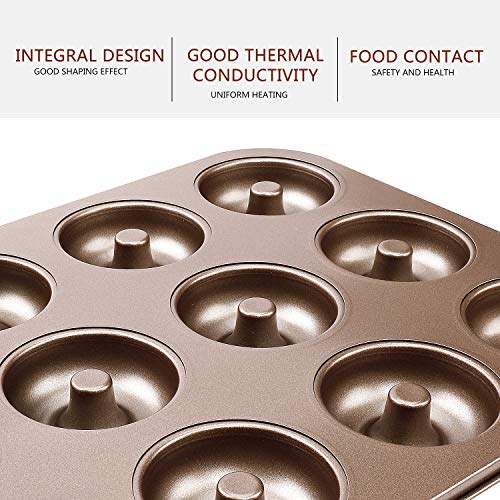 HONGXIN-SHOP Donut Mould con 12 Cavidades Capa Antiadherente Molde de Pastel para Pasteles Muffin Hecho a Mano 35 * 26cm