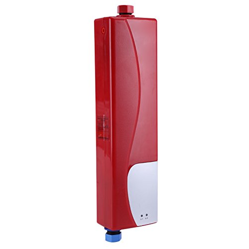 Hongzer Calentador de Agua, Calentador de Agua Caliente instantáneo sin Tanque eléctrico de Acero Inoxidable para baño, Lavado de Cocina(Rojo)