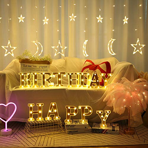 HONPHIER® Letras luces alfabeto lámpara LED carta iluminación letras iluminadas Nachtlichter decoración para cumpleaños Party bodas guarderías (M)