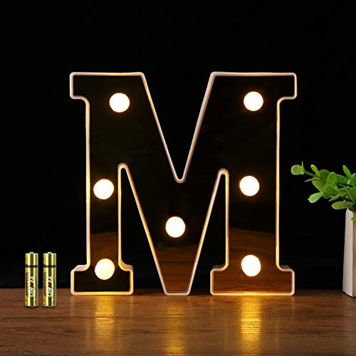 HONPHIER® Letras luces alfabeto lámpara LED carta iluminación letras iluminadas Nachtlichter decoración para cumpleaños Party bodas guarderías (M)