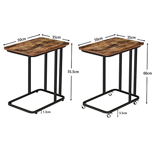 HOOBRO Mesa Auxiliar, Mesa Móvil Industrial para Tableta, Café, Ordenador Portátil, para Salón, Dormitorio, Fácil de Montar, Ahorro de Espacio, Tobogán Junto al Sofá, Estilo Retro EBF01SF01