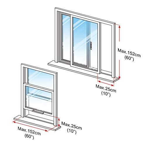 HOOMEE Aislante Ajustable para Ventanas Correderas Aires Acondicionados Portátiles y Secadoras de Tamaño Mínimo 25x102 cm y Tamaño Máximo 25x152 cm - Universal, Fácil de Instalar y a Prueba de Agua