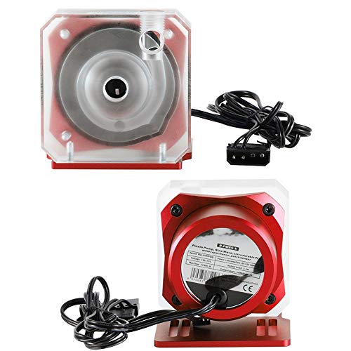 Hopcd 1000L/H Bomba de Agua DC12V G1/4 4PIN 5000RPM PC Bomba de enfriamiento de Agua PWM Control automático de Velocidad Enfriador de Agua Bomba Depósito 50,000 Horas Vida Laboral(Rojo)