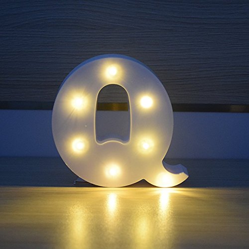 HopeU5 Cartas con pilas Plástico LED Light Sign, Alfabeto A-Z Marquee NIght lámparas, para la fiesta de bodas de cumpleaños Decor-Q de Navidad