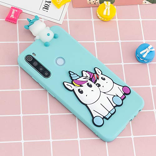 HopMore Funda para Xiaomi Redmi Note 8 Silicona Blando Dibujo 3D Divertidas Panda Animal Carcasa TPU Ultrafina Slim Case Antigolpes Caso Protección Cover Design Gracioso - Unicornio Verde