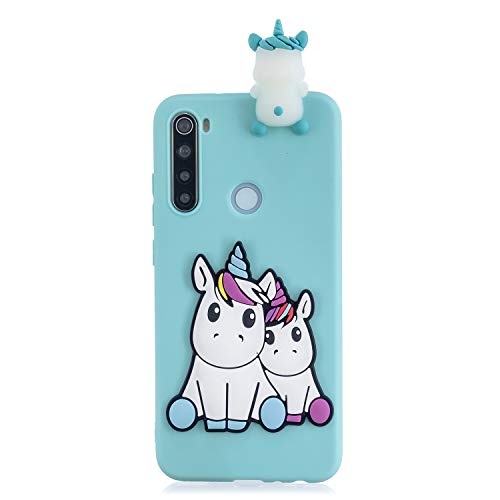 HopMore Funda para Xiaomi Redmi Note 8 Silicona Blando Dibujo 3D Divertidas Panda Animal Carcasa TPU Ultrafina Slim Case Antigolpes Caso Protección Cover Design Gracioso - Unicornio Verde