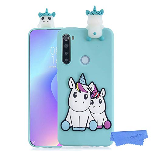 HopMore Funda para Xiaomi Redmi Note 8 Silicona Blando Dibujo 3D Divertidas Panda Animal Carcasa TPU Ultrafina Slim Case Antigolpes Caso Protección Cover Design Gracioso - Unicornio Verde