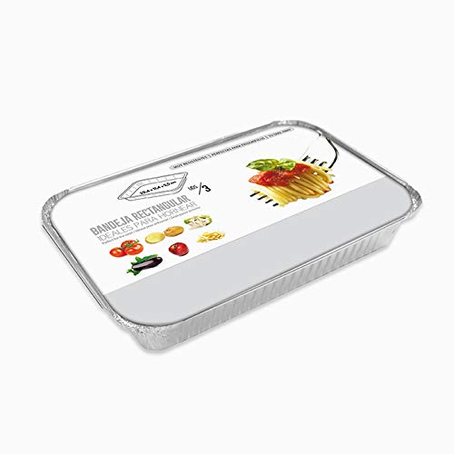 Horeca Collection Bandeja o Molde de Aluminio con Tapa Rectangular Ideal para Tartas, bizcochos o Pasteles y Comidas para Llevar - tamaño 20,4x11,4x5,5cm - 90 Unidades