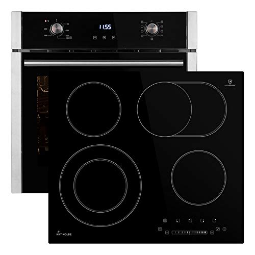 Horno eléctrico integrado de 60cm EB8010ED + vitrocerámica de 59cm KFS59RL (aire caliente, sistema parrilla/asador, temporizador, cajones telescópicos, doble zona) SET8010KFS - KKT KOLBE