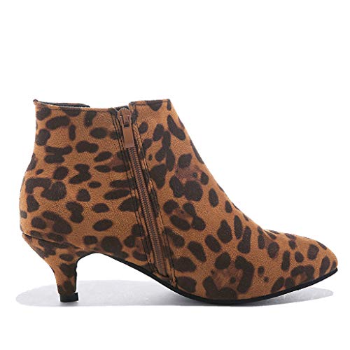 HoSayLike Botas Mujer 2019 Botas De Mujer con Tacon Botas De Mujer Retro Informal Roma Color SóLido De Gran TamañO Cremallera TacóN Fino En El Medio Suela De Goma Botines