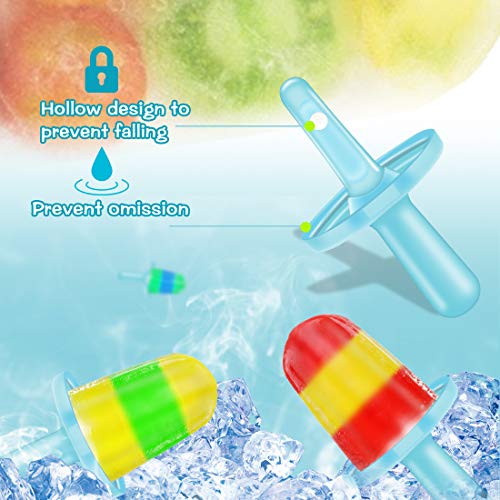 Hospaop Moldes de hielo, moldes para helado, 6 moldes de helado, set de moldes popsicle, sin BPA, con palillos y protección antigoteo, mini molde para niños, bebés, adultos