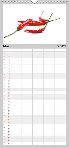 Hot Chili Küchen Kalender - Familienplaner hoch (Wandkalender 2021 , 21 cm x 45 cm, hoch): Rote Chili ist immer ein Blickfang, dies ist ein ... steht (Monatskalender, 14 Seiten )